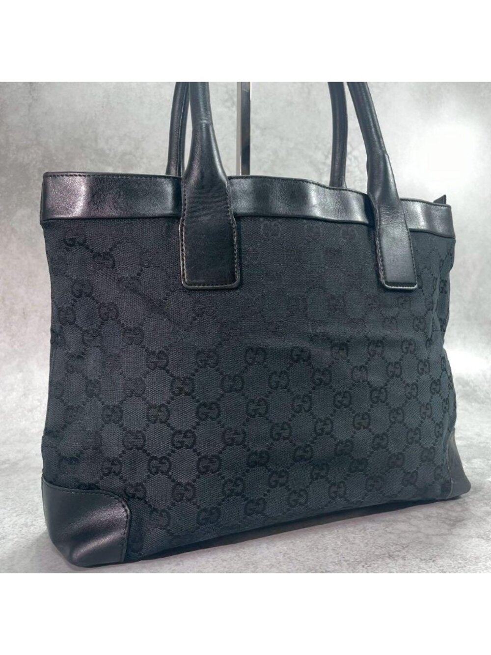 Gucci GG Tote Hand Black Leather Logo